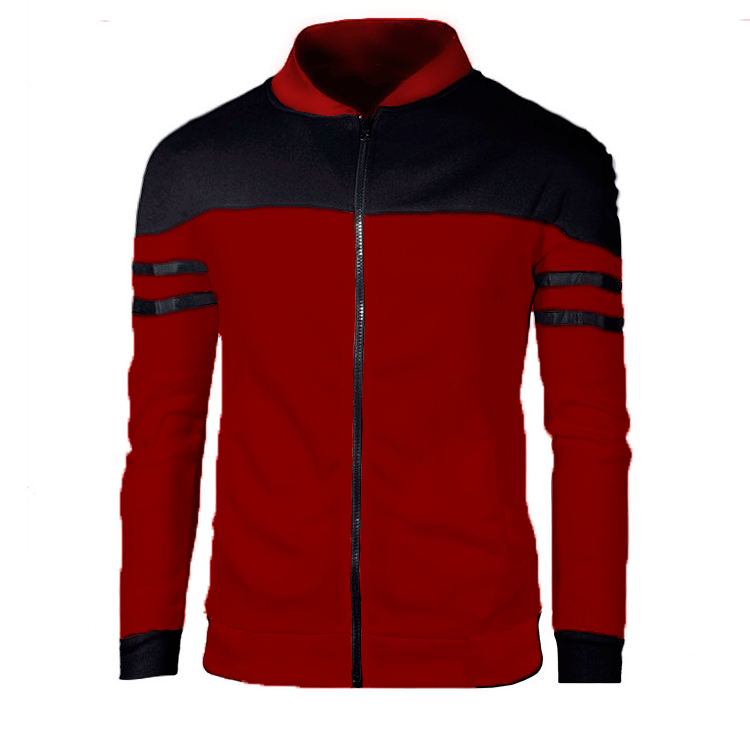 New, men's casual jacket webbing design fashion color matching velvet sweater Amazon