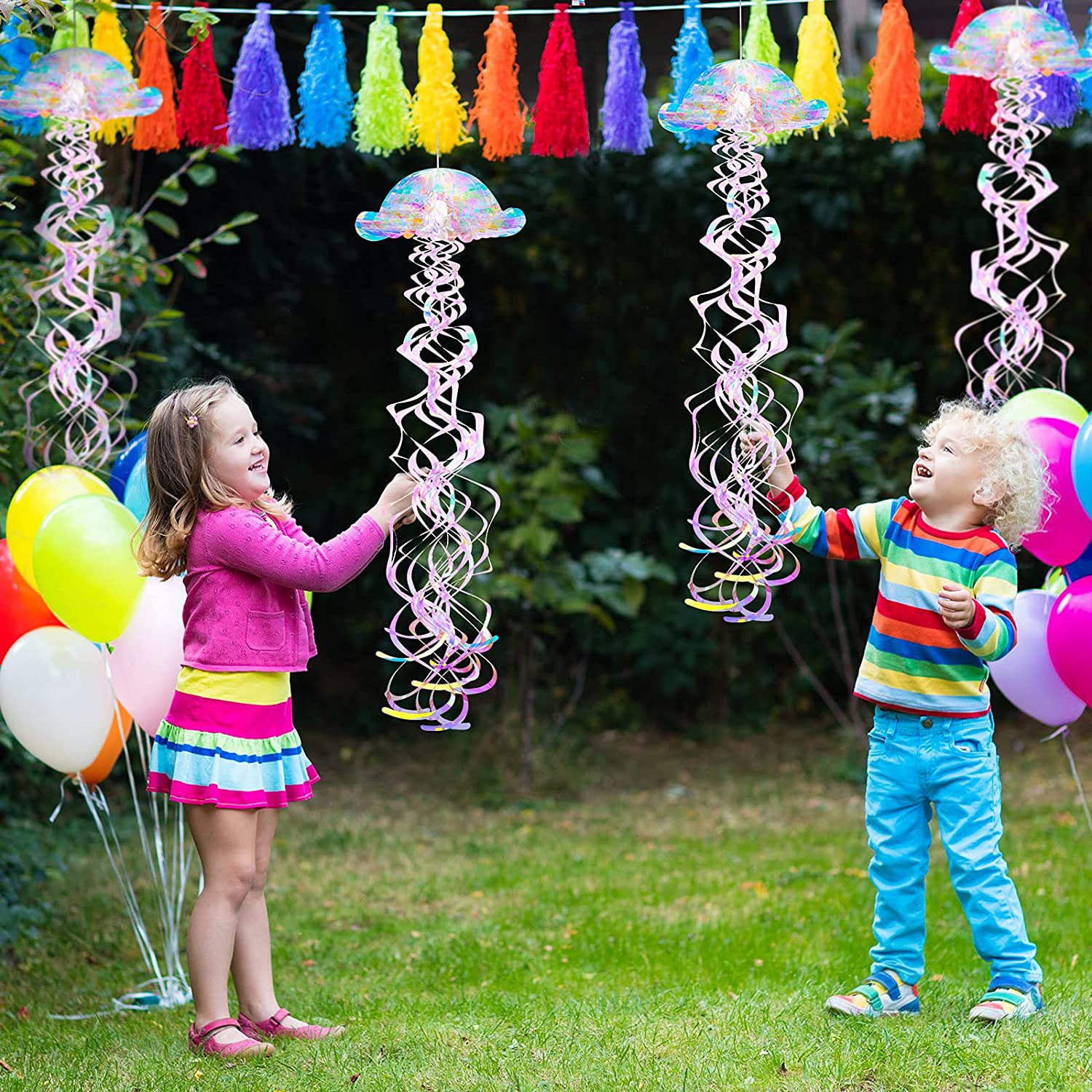 Jellyfish Honeycomb Hanging Ornament Marine Theme Mermaid Hanging Rainbow Spiral Decoration Birthday Party Wedding Arrangement