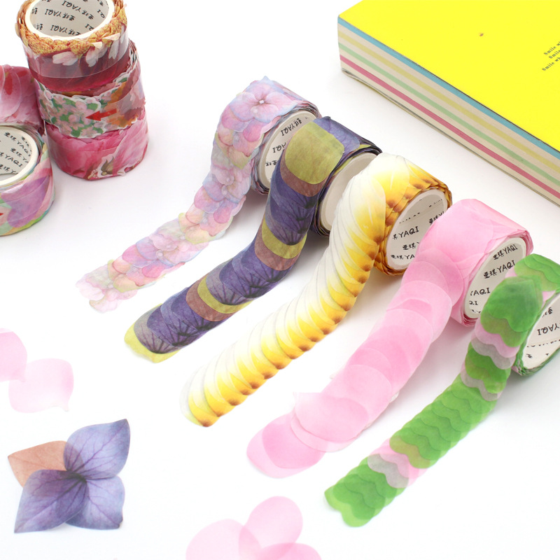 200 Japanese Flowers and Paper Tape Collage Petal Stickers Diary Book Album diy Decorative Material Stickers