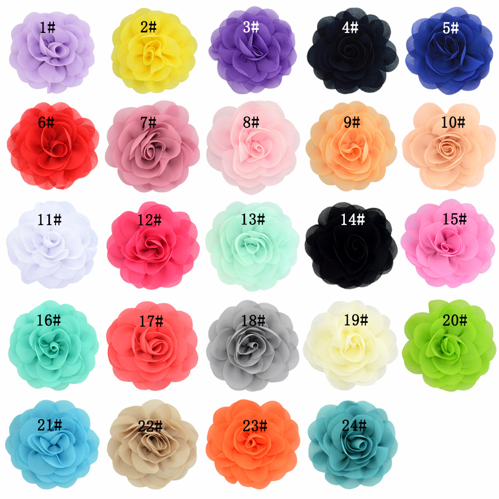 Foreign trade handmade fabric flower selling 8cm chiffon peony flower diy shoes flower hat flower headdress accessories 28 colors