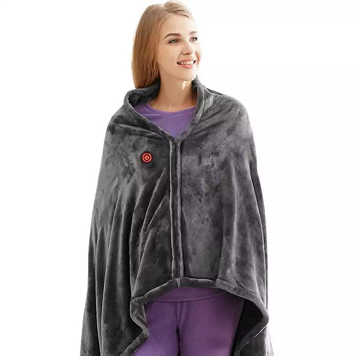 Cross-border winter electric blanket charging heating blanket office lunch break nap plus velvet warm heating shawl