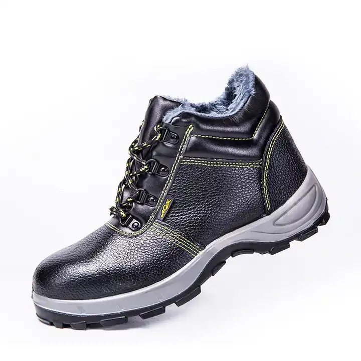 Winter Cotton Labor Protection Shoes High-top Anti-smash and Anti-puncture Work Safety Shoes Cowhide Solid-soled Fleece-lined Cold-proof Anti-smash Shoes