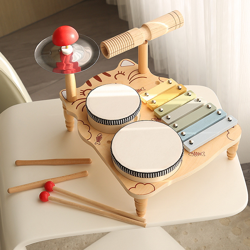Cross-border children's wooden Orff music percussion instrument percussion instrument percussion instrument percussion Gong baby hand drum educational toy