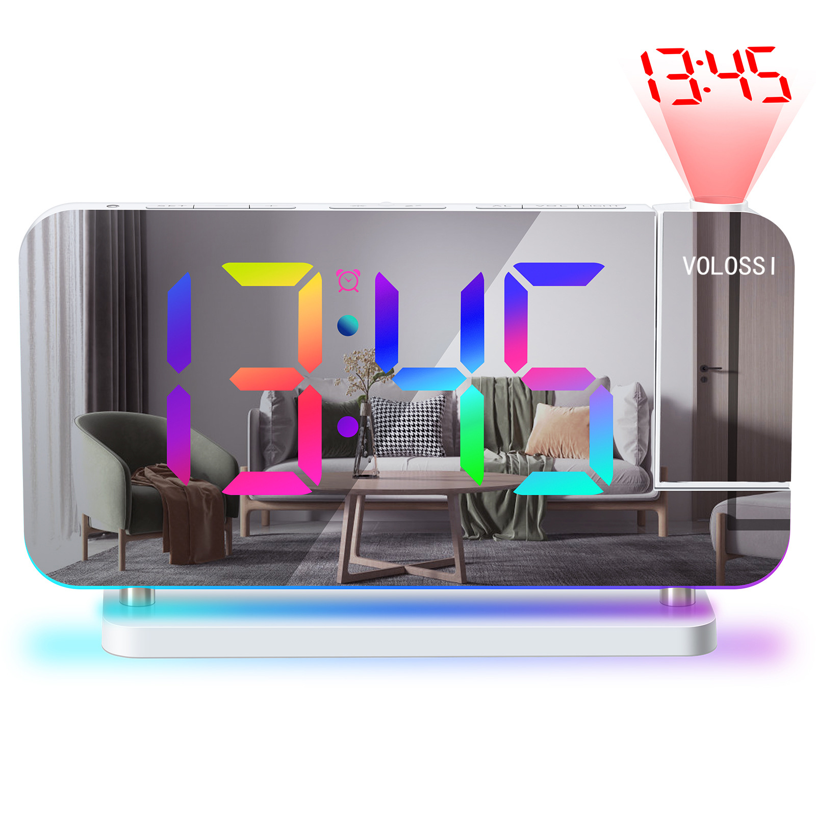 2023 cross-border new RGB colorful LED electronic clock color changing night light atmosphere light home desktop projection alarm clock