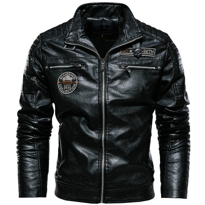 Cross-border Large Size Men's Leather Jacket Autumn and Winter New Men's Puleather Jacket Men's European and American Motorcycle Clothes Fleece-lined Leather Jacket for Men
