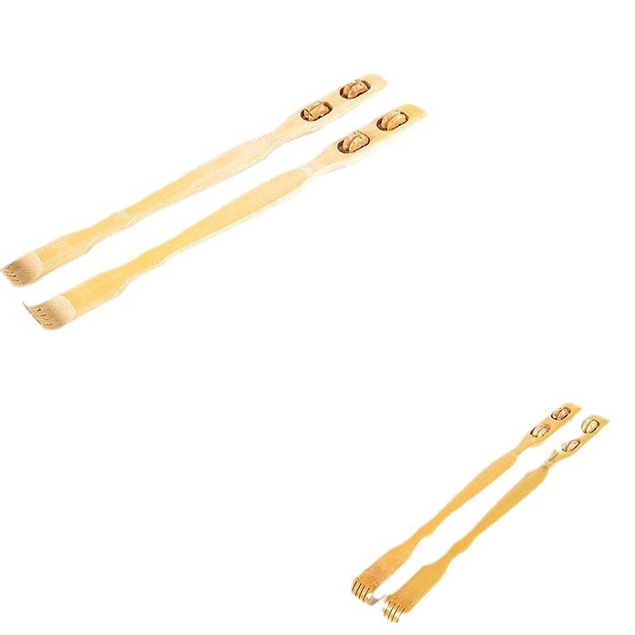 Factory bamboo double ball rolling massage does not require people to knock on the neck back stick old head music scratching tool scratching rake