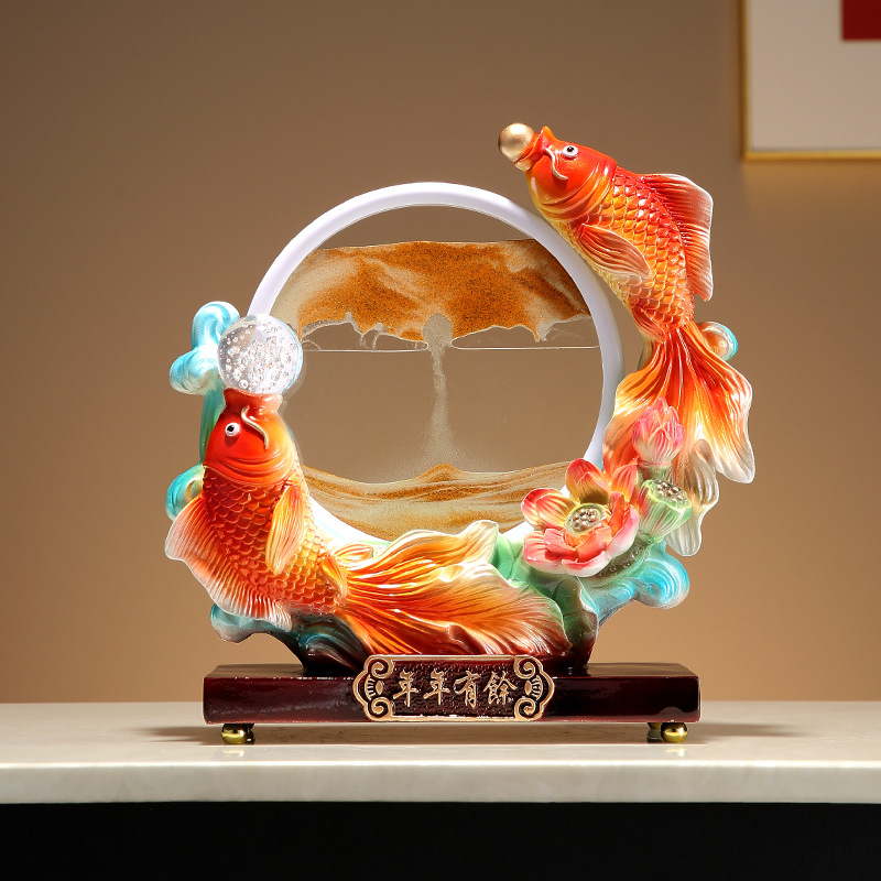 More than a year creative quicksand ornaments new Chinese housewarming gifts wine cabinet decorations resin  fortune