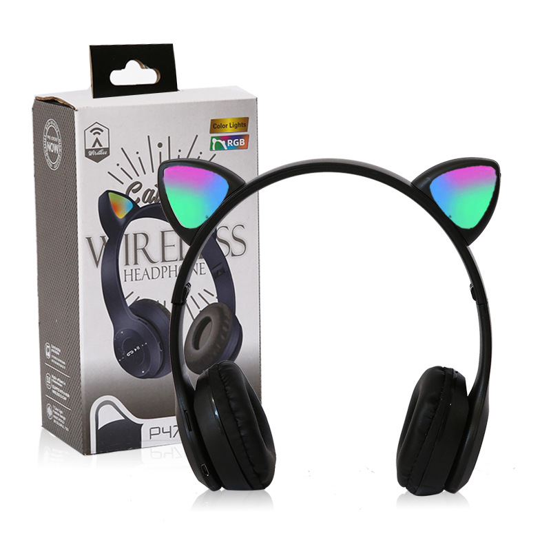 Cross-border new P47M cat ear luminous headset Bluetooth headset mobile phone wireless game headset universal wholesale