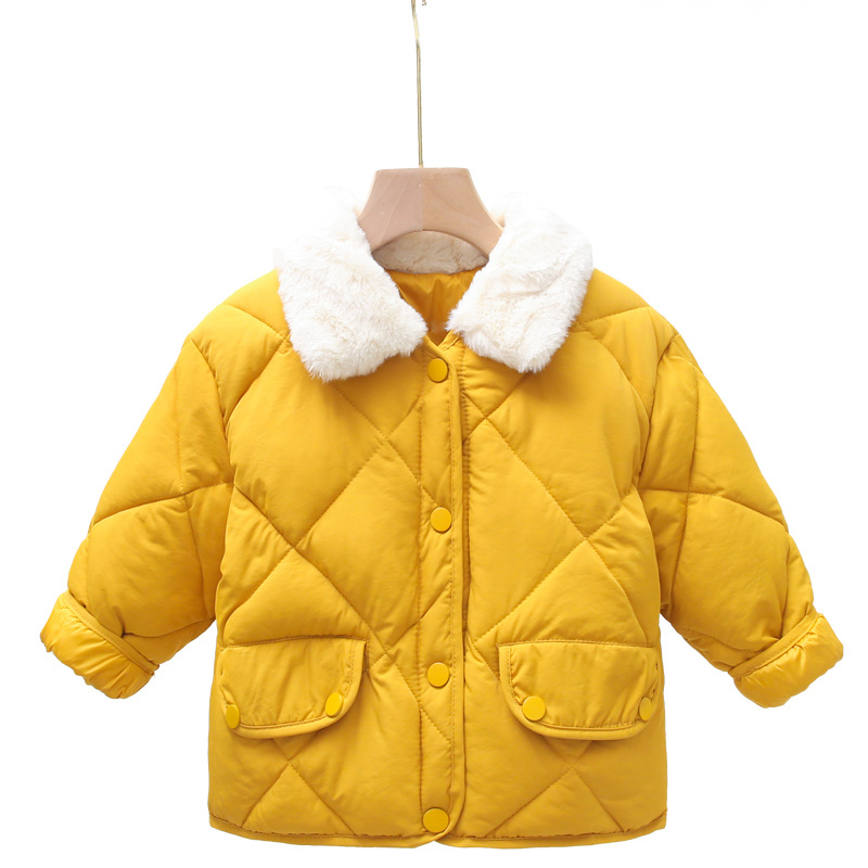 Autumn and Winter new children's cotton-padded coat boys and girls fur collar thickened warm coat children's Korean-style children's cotton-padded coat