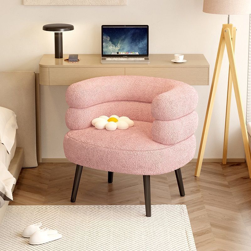 Internet Celebrity Makeup Chair Household Simple Lazy Chair with Backrest Low Leg Dressing Chair Cream Style Solid Color Cashmere Chair
