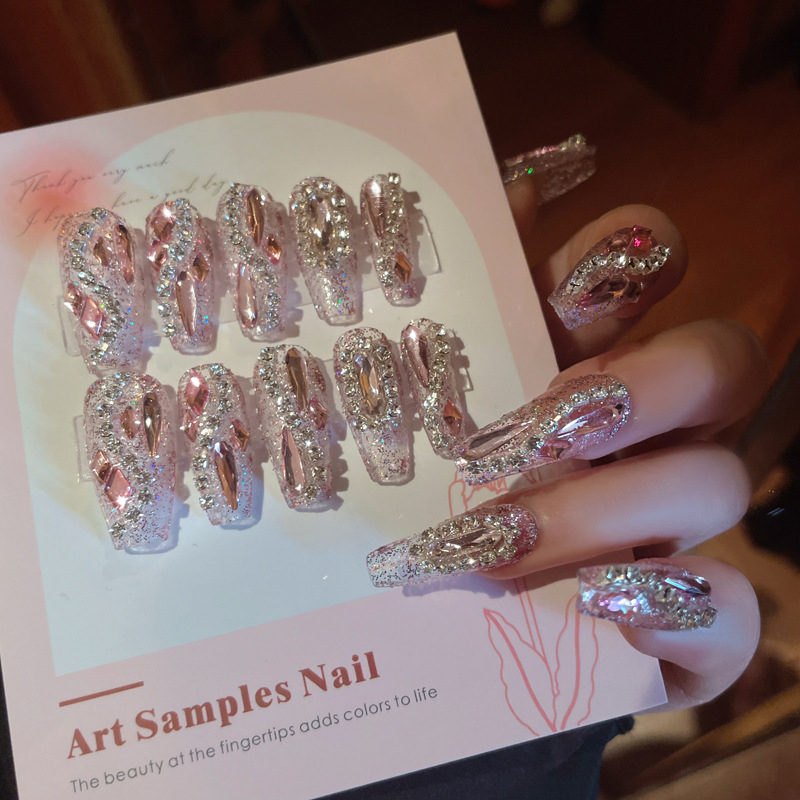 Handmade Nail Art Wear Finished Products Advanced Pure Wind Nail Patch Finished Products Full Diamond Large Diamond Nail Art Patch Collection