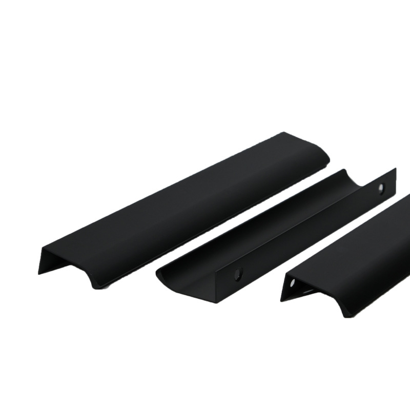 Arc invisible handle Black Gold non-perforated long handle modern simple Drawer Wardrobe cabinet cabinet door handle