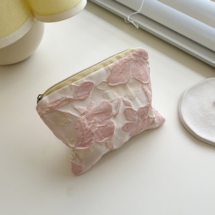 ins Small Coin Purse Printed Lipstick Cosmetic Bag Girl's Moon Event Bag Mini Storage Fabric Zipper Cosmetic Bag