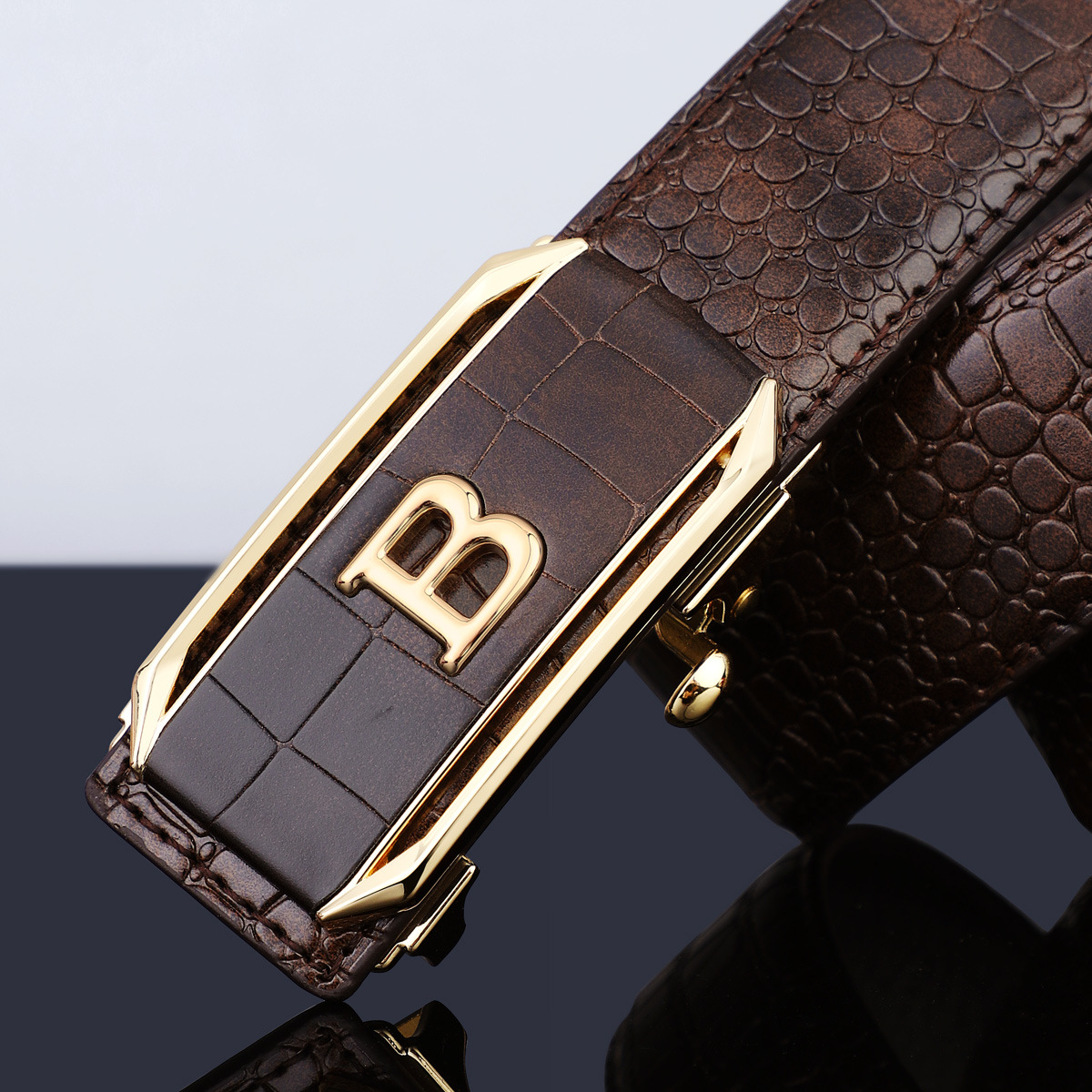 Men's belt new crocodile pattern leather automatic buckle fashion all-match Belt young and middle-aged casual business pants belt fashion