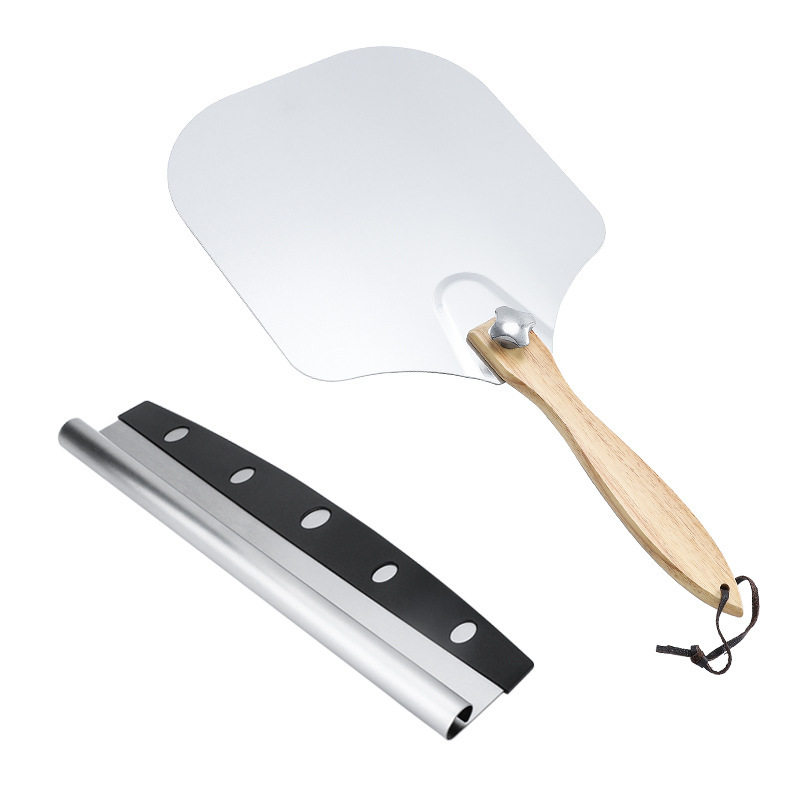 Pizza Shovel Folding Aluminum Pizza Shovel Combination Pizza Scimitar Wooden Handle Aluminum Pizza Shovel Baking Shovel Pizza Transfer Tool