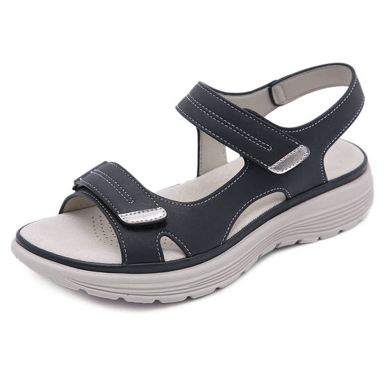 Summer 2025 New Genuine Leather Sandals Women's Sports Wind Wedge Lightweight Velcro plus size Slippers Women's One Piece Hair