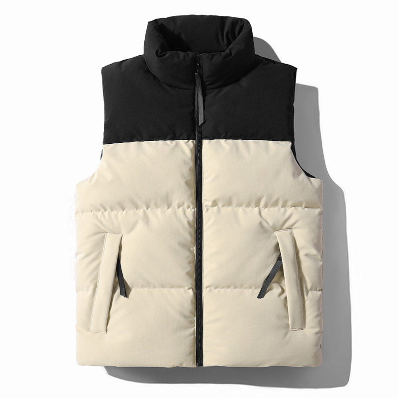 2022 autumn and winter new men's vest simple casual vest color matching stand collar solid color waistcoat thickened coat fashion