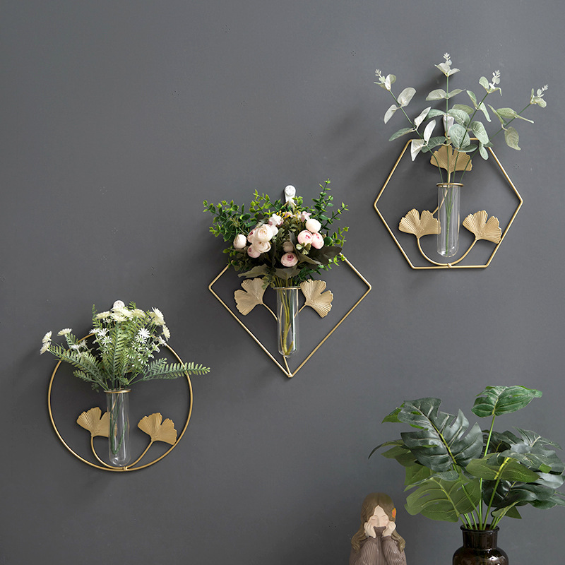 Iron ins Wall Dried Flower Vase Wall Hanging Wall Decorations Wall Decorations Pendant Home Living Room Background Wall Decorations