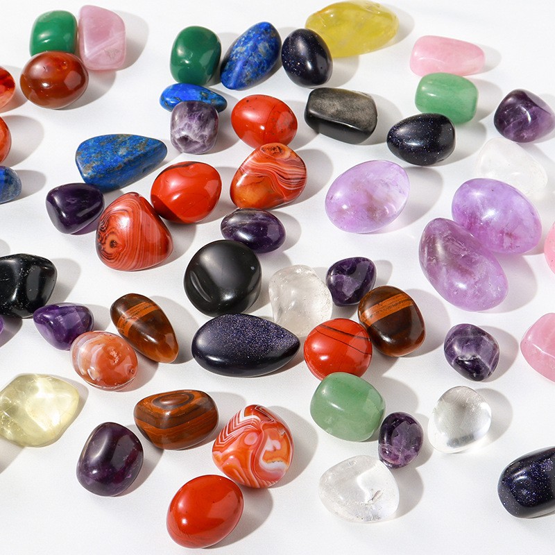 Crystal large particle polished Rolling Stone pink crystal amethyst Tiger Eye Stone Dongling Jade Crystal original stone fragrant stone decoration