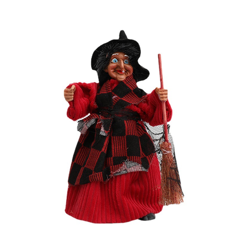 Cross-border Wholesale Halloween Broom Witch Pendant Haunted House Ceiling Decorations Scene Arrangement Hanging Female Witch
