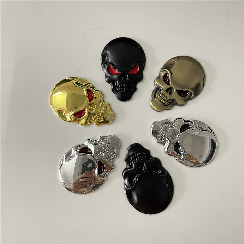 Car Personality Modification Demon Skull Metal Sign Car Sticker Electroplated Car Mark Gold and Silver Black