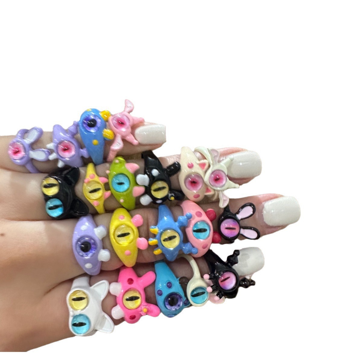 Anello carino con mostro di gatto carino, moda femminile, anello aperto regolabile per dita, anello di personalità per fidanzate di celebrità di Internet_voghion.com