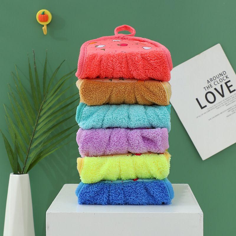 Coral fleece towel can be hung kitchen thick cleaning towel gift advertising towel
