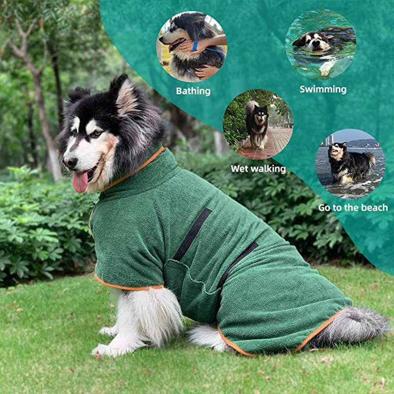Autumn and winter warm pet bathrobe quick-drying dog towel 350G thickened microfiber absorbent pet bath