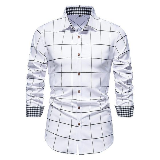 2023 new hot solid color plaid cardigan men's plus size casual loose comfortable shirt Amazon AliExpress