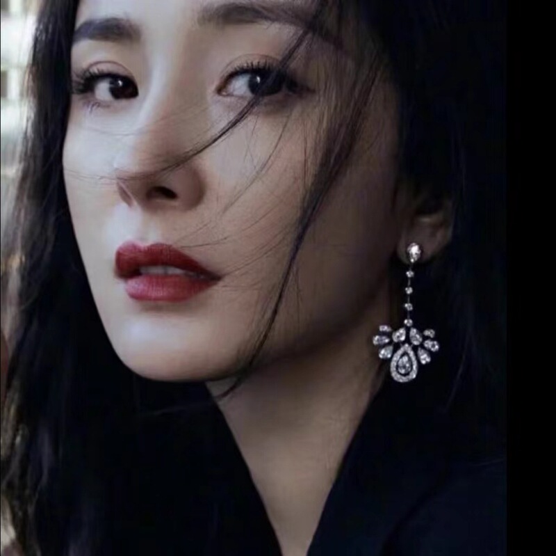 Ni Ni Yang Mi Star ハイエンドフィールスパイラルイヤークリップ花嫁高級イヤリングフレンチスタイルティアドロップイヤリングピアス不要|undefined