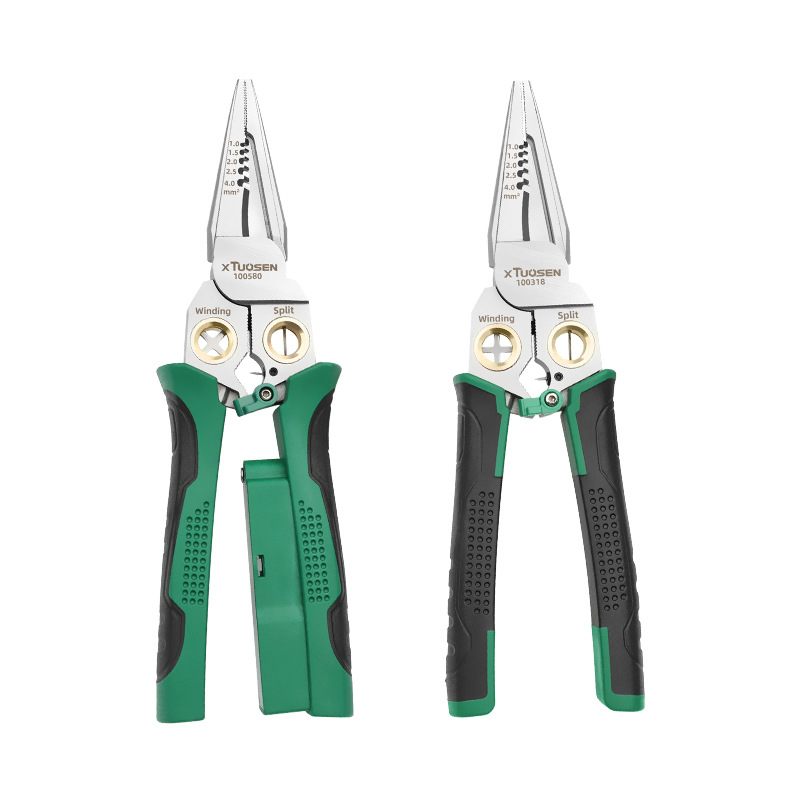 Tuosen Multifunctional Wire Stripping Pliers Wire Pulling Cable Cutting Electrician Measuring Pen Pliers Wire Stripping Pliers Electrician Pliers