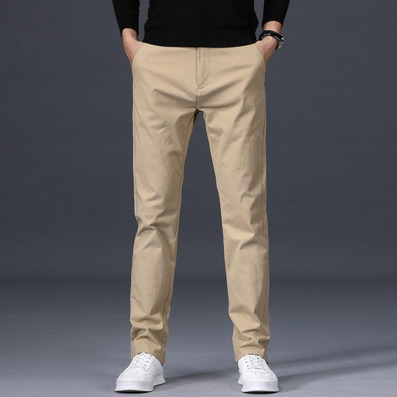Spring casual pants men's cotton straight loose winter Korean style light business Youth stretch all-matching men's long pants