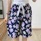 Women's cotton silk pajama pants summer thin plus size loose artificial cotton thick beach pants can be worn outside home pants floral middle pants