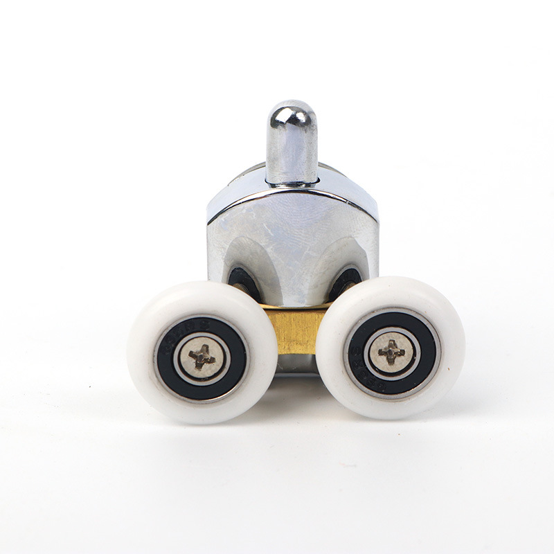 SOURCE factory direct supply copper plating flat pole bounce wheel upper double lower double bathroom glass door pulley in stock wholesale