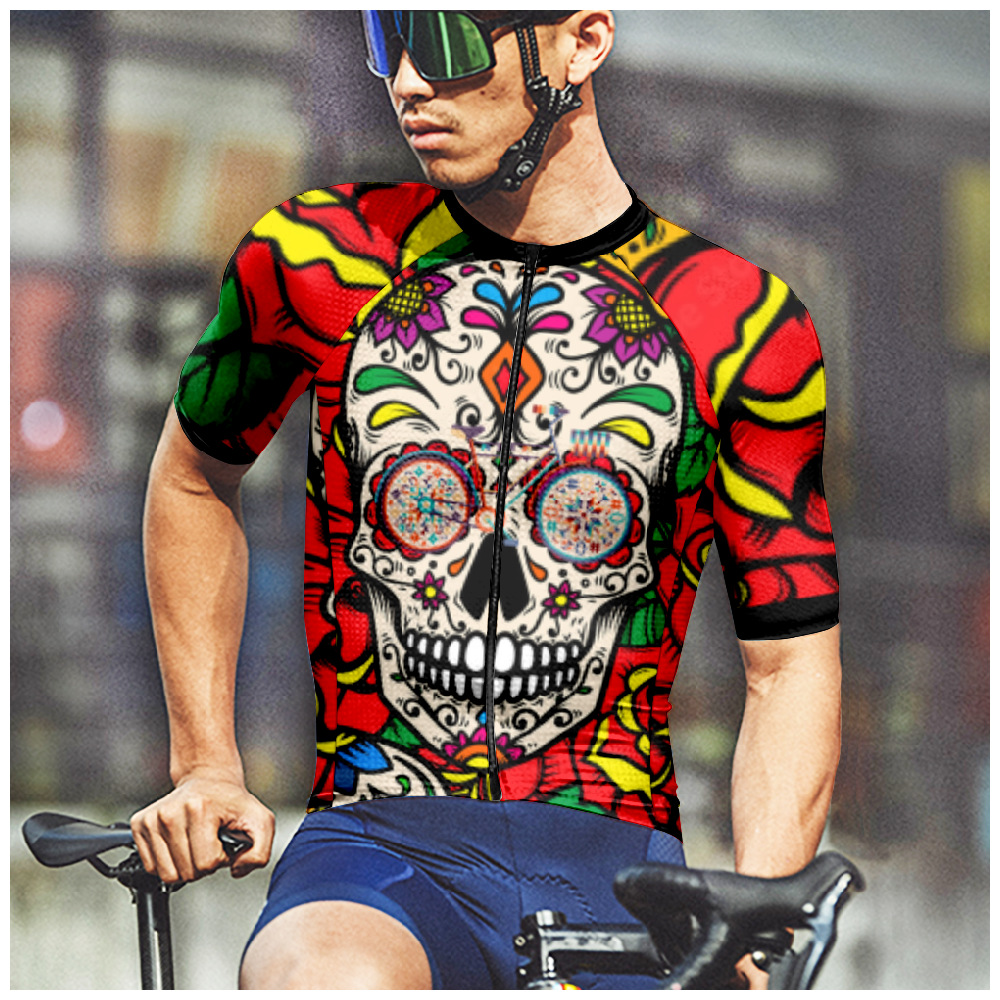 2023 cross-border new close-fitting tights cycling clothes sports top raglan sleeve T-shirt partial 3D printing men's summer