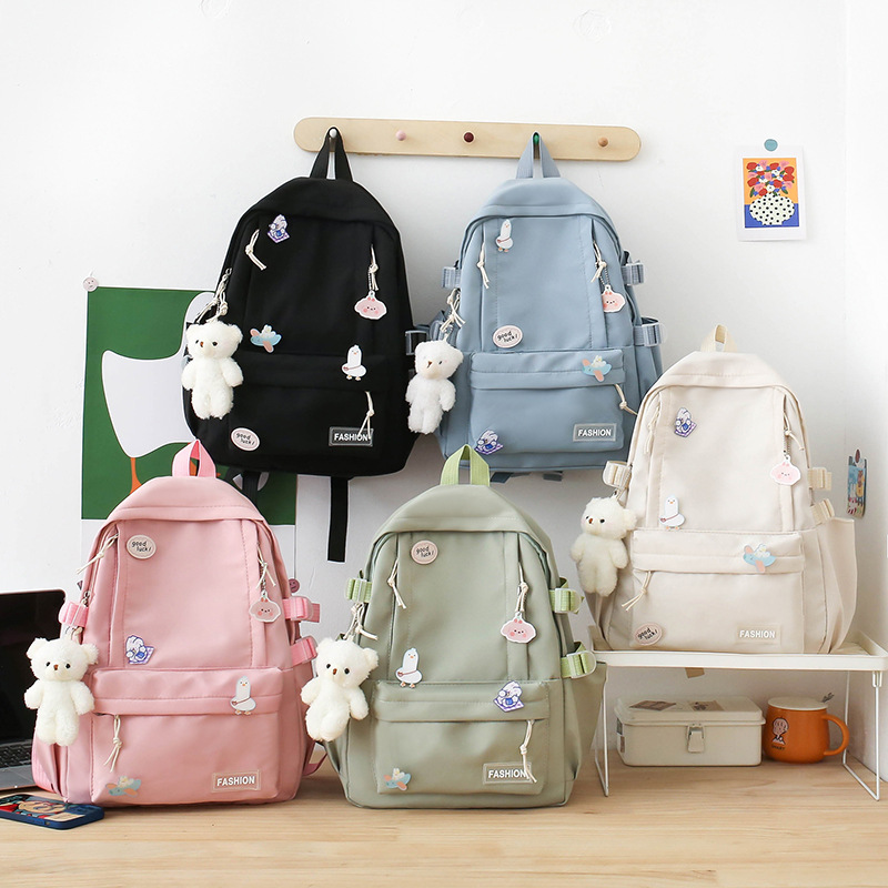 Backpack Lightweight Girls' Large Capacity Fresh Sweet Casual Fashionable Backpack Korean-style Ins Schoolbag for Primary and Secondary School Students