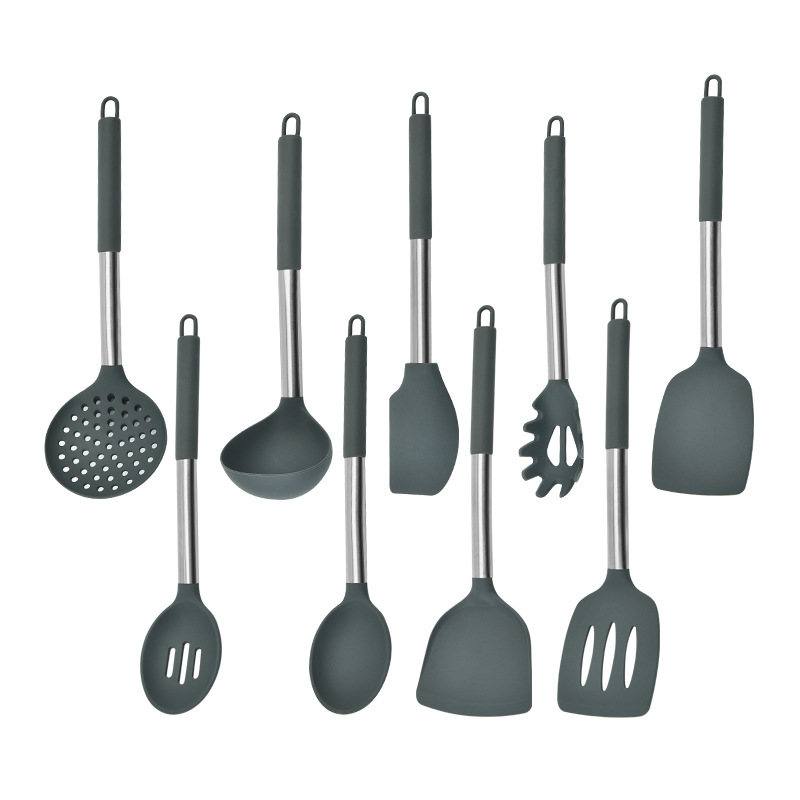 Silicone shovel soup spoon Colander frying shovel oil brush scraper silicone shovel non-stick special kitchenware set of 10 pieces