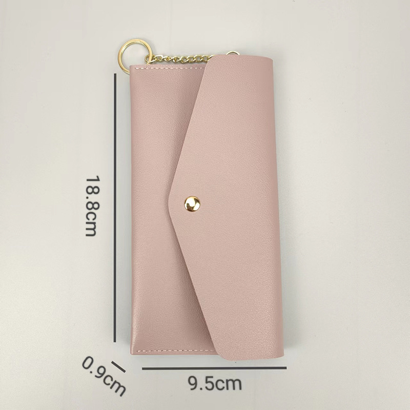 New Portable Women's Long Wallet Women's Hand Wallet Multi-Card Snaps Fashion Mobile Phone Bag Solid Color All-Match_voghion.com