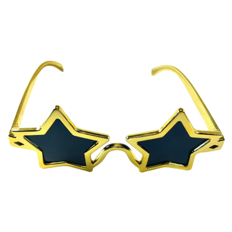 2023 new creative five-pointed star decorative glasses Golden Silver trendy fashion dance party photo props