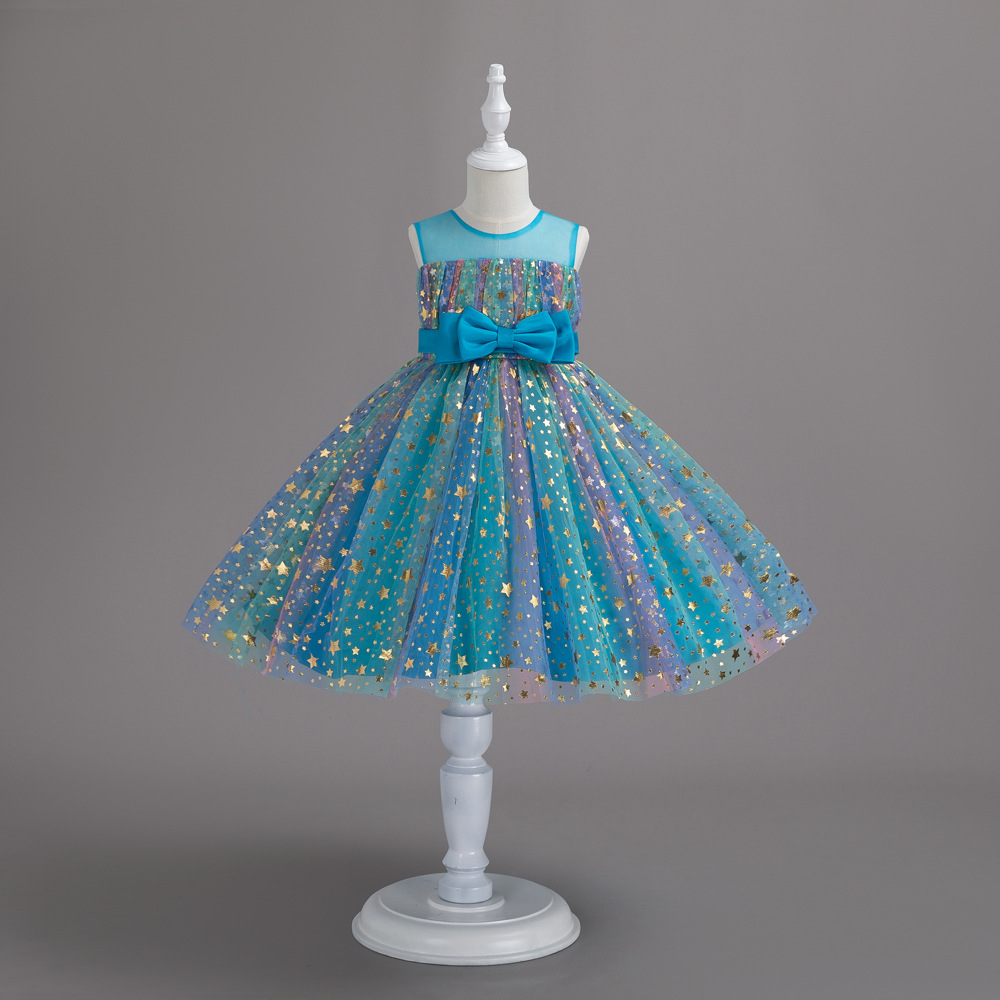 Cross-border 2023 new girls dress birthday piano catwalk skirt Europe and the United States cross-border children's clothing girls dress