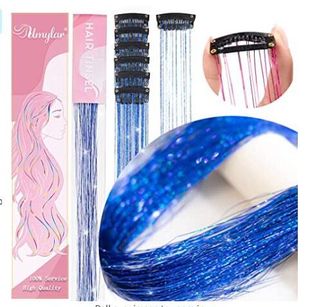 6-piece tinsel hair Laser gold shiny colorful gold and silver gift box BB clip single card wig