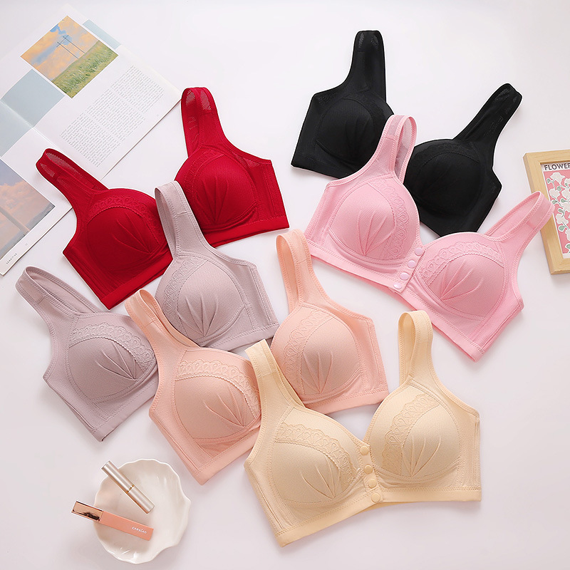 Spot direct selling new bra without steel ring for middle-aged and elderly thin front opening buckle vest bra for the elderly large size underwear