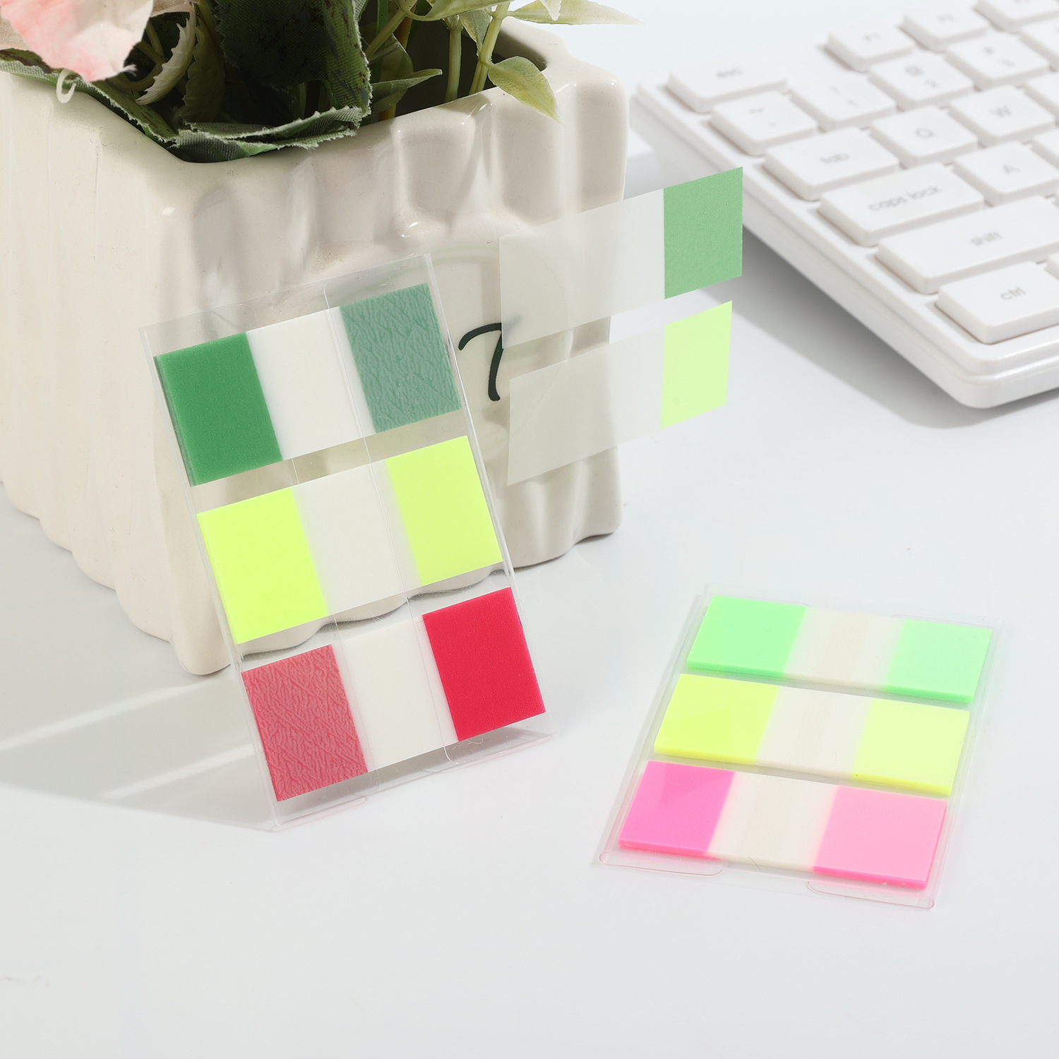 Morandi color transparent index sticker removable PET fluorescent label indicator sticker color waterproof sticky sticky note