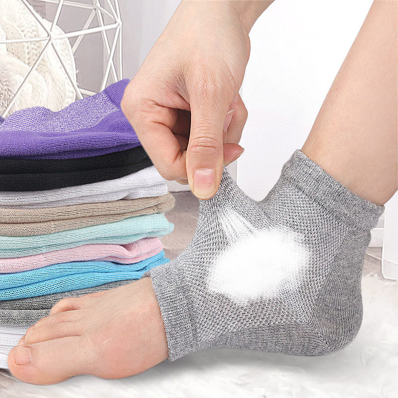 Gel heel anti-cracking socks mesh breathable cotton socks heel protection half silicone heel cover