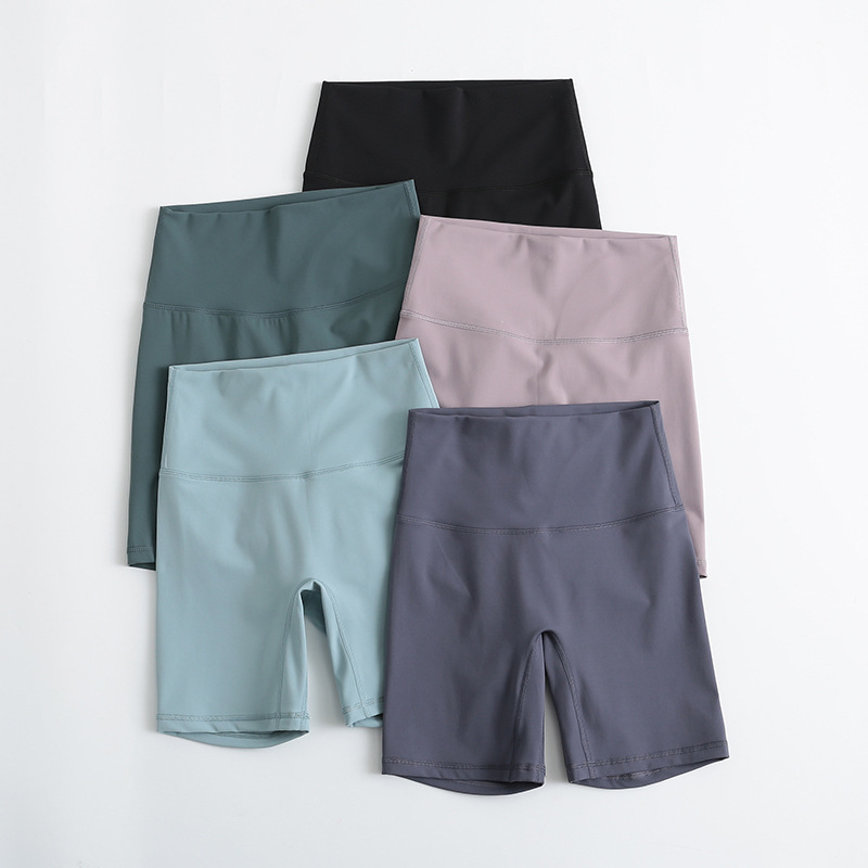Lulu Yoga Shorts Sanding Sports Pants Women's Tight Riding Pants High Waist Peach Hip Fitness Pants