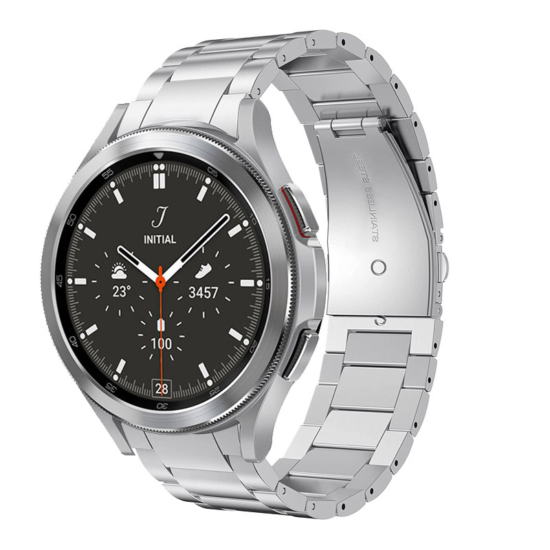 For Samsung Watch galaxy watch5 Pro Stainless Steel Strap watch4/5 Three Bead Metal bracelet