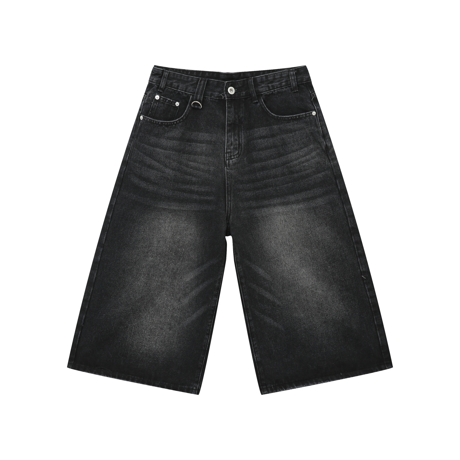 nirben Denim | New American-style black and gray large trousers loose Denim cropped pants Korean-style trendy men's wide-leg pants