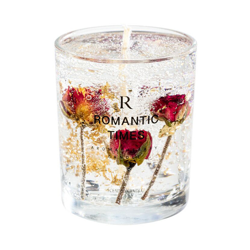 diy real flower jelly aromatherapy candle Cup creative hand gift for girls indoor bedroom lasting fragrance ornaments