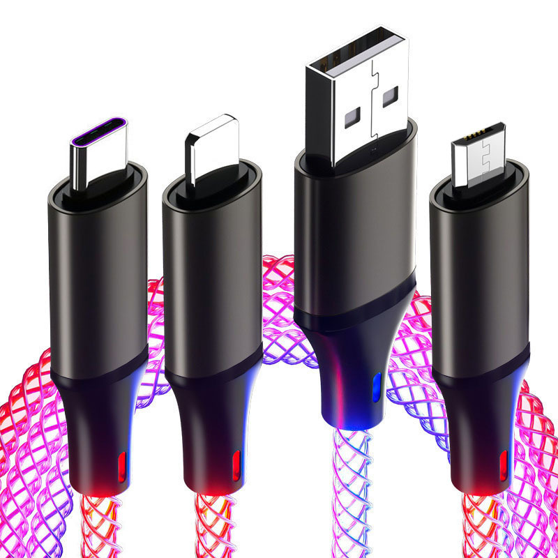 RGB super fast charging streamer data cable car luminous gradient PD fast charging cable for Apple Huawei charging cable