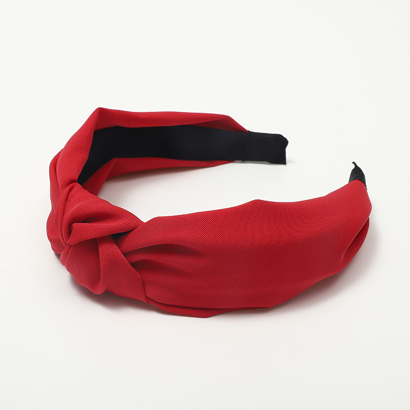 Korean version of new twill solid color hairband simple temperament wide-brimmed knotted women's pressure hairpin breathable headband cross-border wholesale